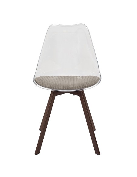 Lot De 4 Chaises Transparente Coussin Scott Taupe Home Deco Factory