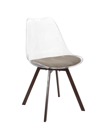 Lot De 4 Chaises Transparente Coussin Scott Taupe Home Deco Factory