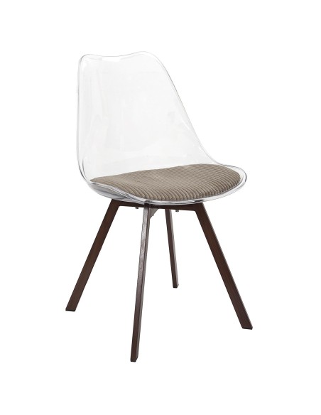 Lot De 4 Chaises Transparente Coussin Scott Taupe Home Deco Factory