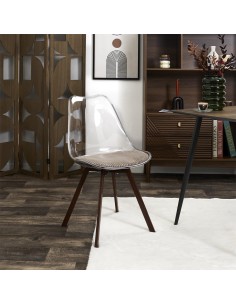 Lot De 4 Chaises Transparente Coussin Scott Taupe Home Deco Factory 2