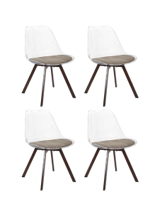 Lot De 4 Chaises Transparente Coussin Scott Taupe Home Deco Factory