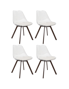 Lot De 4 Chaises Transparente Coussin Scott Beige Home Deco Factory