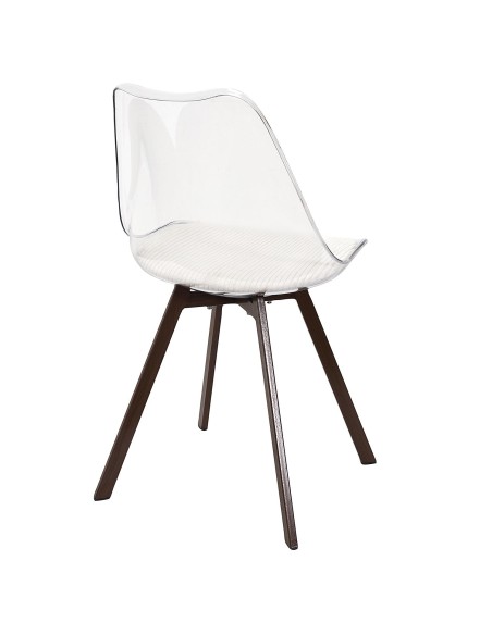 Lot De 4 Chaises Transparente Coussin Scott Beige Home Deco Factory