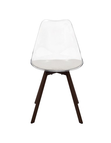 Lot De 4 Chaises Transparente Coussin Scott Beige Home Deco Factory