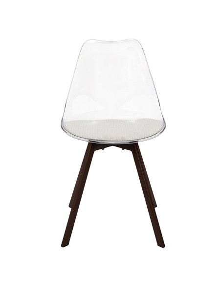 Lot De 4 Chaises Transparente Coussin Scott Beige Home Deco Factory