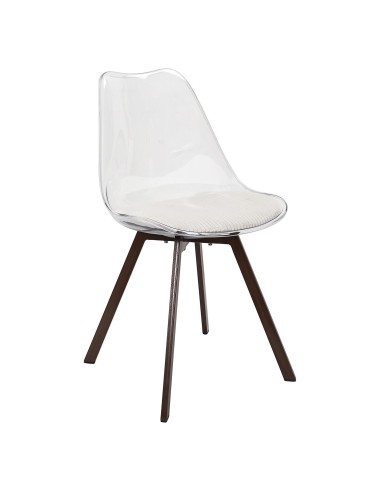 Lot De 4 Chaises Transparente Coussin Scott Beige Home Deco Factory