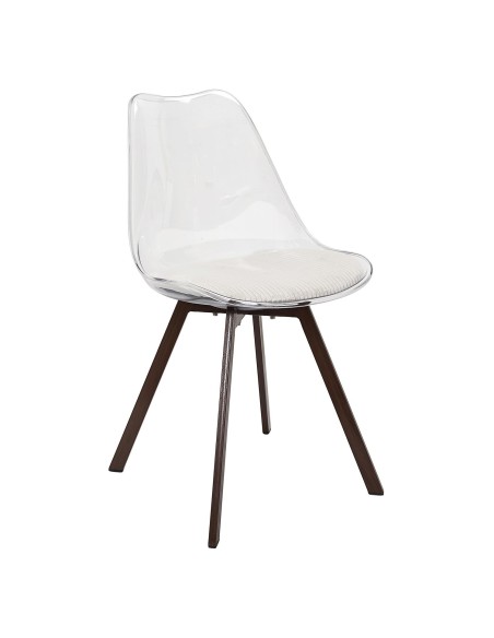 Lot De 4 Chaises Transparente Coussin Scott Beige Home Deco Factory