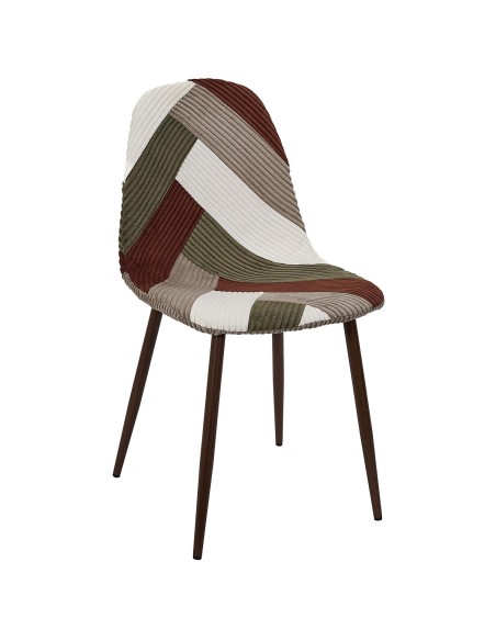 Chaise Patchwork Côtelé Scott Multicolore Home Deco Factory