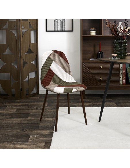 Chaise Patchwork Côtelé Scott Multicolore Home Deco Factory