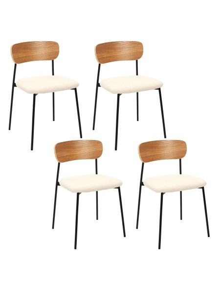 Lot De 4 Chaises Bouclette Loki Blanc Home Deco Factory