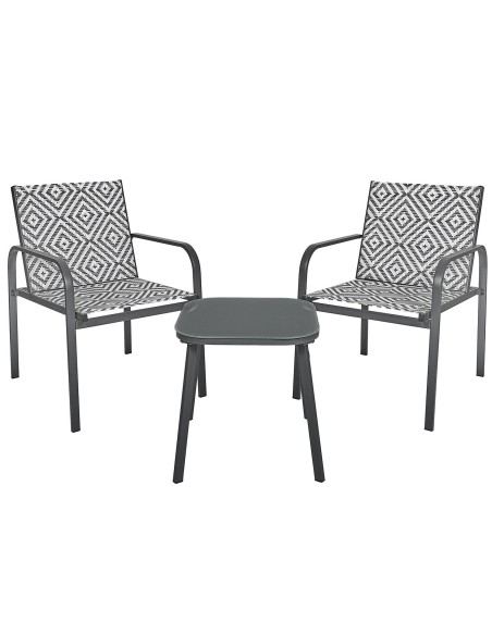 Salon De Jardin Table Avec 2 Chaises Mexico Gris Home Deco Factory