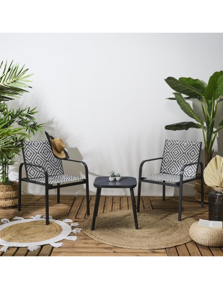 Salon De Jardin Table Avec 2 Chaises Mexico Gris Home Deco Factory