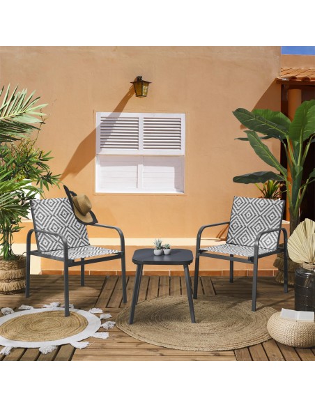 Salon De Jardin Table Avec 2 Chaises Mexico Gris Home Deco Factory