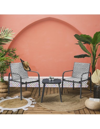Salon De Jardin Table Avec 2 Chaises Mexico Gris Home Deco Factory