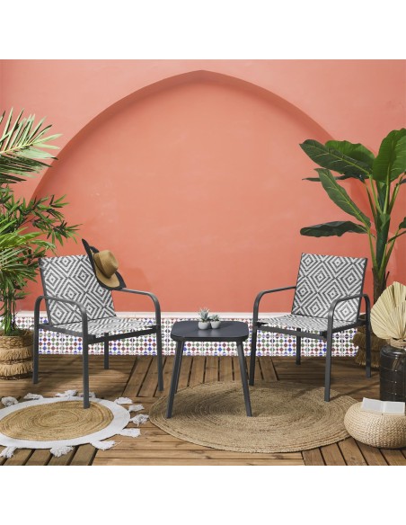 Salon De Jardin Table Avec 2 Chaises Mexico Gris Home Deco Factory