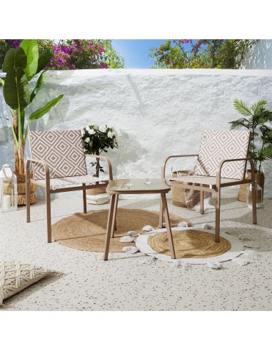 Salon De Jardin Table Avec 2 Chaises Mexico Beige Home Deco Factory