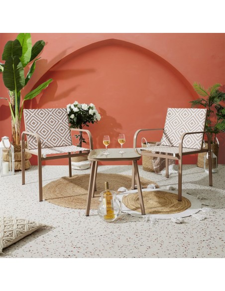 Salon De Jardin Table Avec 2 Chaises Mexico Beige Home Deco Factory