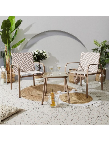 Salon De Jardin Table Avec 2 Chaises Mexico Beige Home Deco Factory