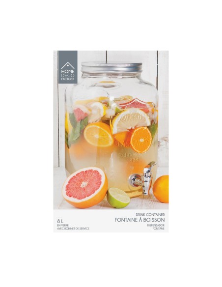 Distributeur De Boisson Avec Robinet En Verre 8l Home Deco Factory