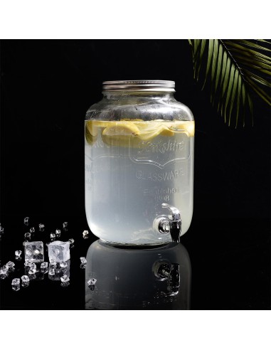 Distributeur De Boisson Avec Robinet En Verre 8l Home Deco Factory