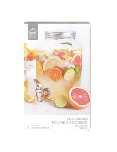 Distributeur De Boisson Avec Robinet En Verre 4l Home Deco Factory