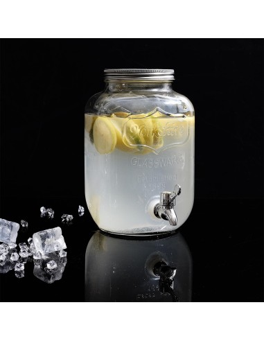 Distributeur De Boisson Avec Robinet En Verre 4l Home Deco Factory