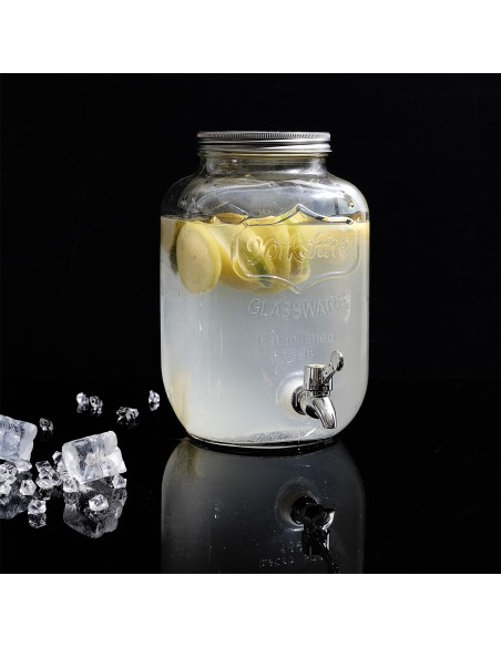 Distributeur De Boisson Avec Robinet En Verre 4l Home Deco Factory