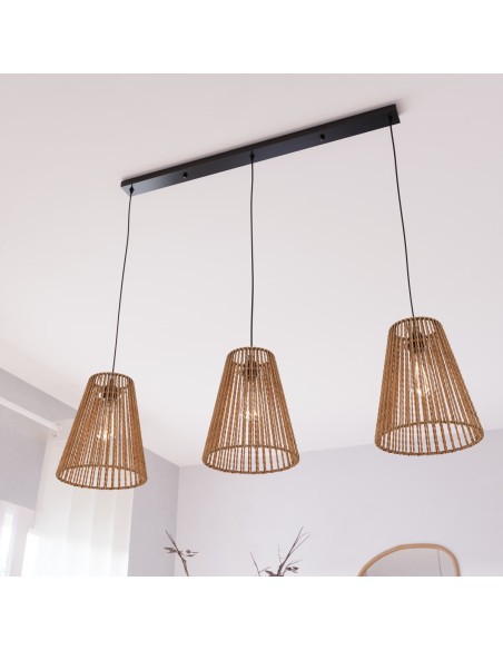Suspension 3 Lampes Giada D20 Beige Atmosphera