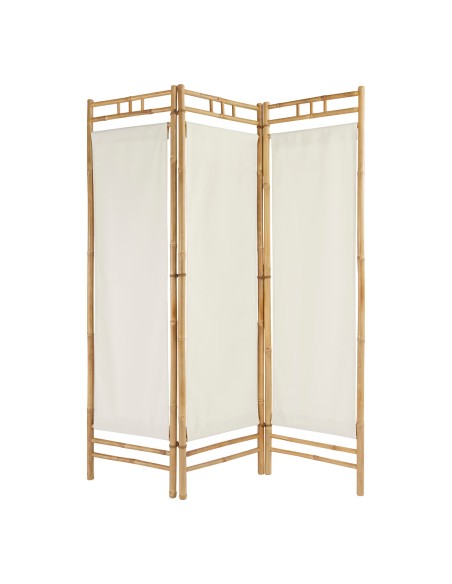 Lot De 2 Paravents En Bambou Et Tissu Kalel Beige Atmosphera