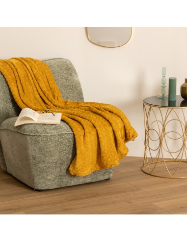 Plaid 3D losanges 125x150 Ocre - Atmosphera