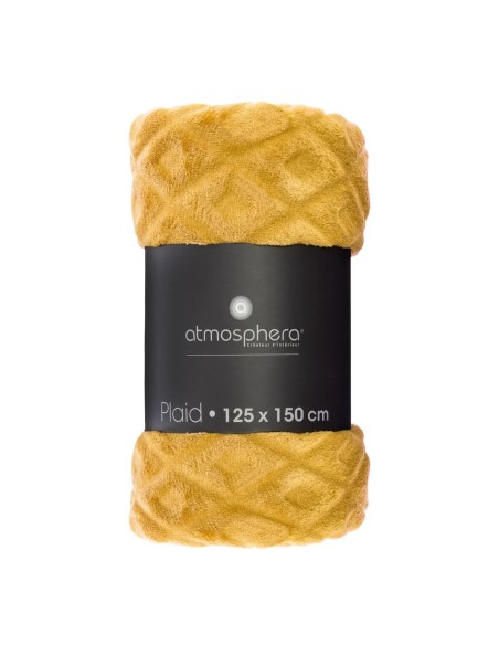 Plaid 3D losanges 125x150 Ocre - Atmosphera