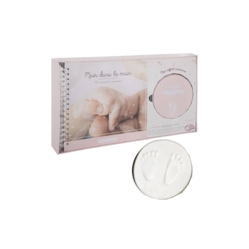 Album De Naissance Avec Boîte À Empreinte Rose Atmosphera
