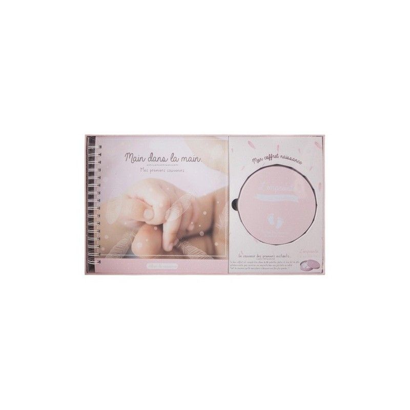 Album De Naissance Avec Boîte À Empreinte Rose Atmosphera