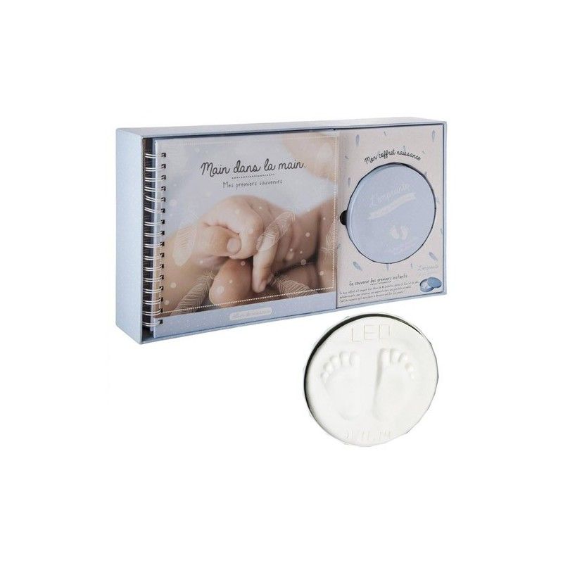 Album De Naissance Avec Boîte À Empreinte Bleu Atmosphera