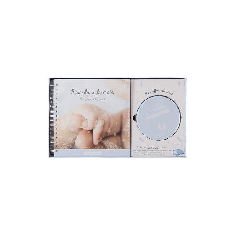 Album De Naissance Avec Boîte À Empreinte Bleu Atmosphera