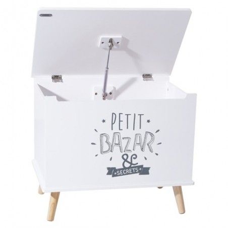 Coffre Rangement Enfant Petit Bazar Atmosphera Gris Et Blanc