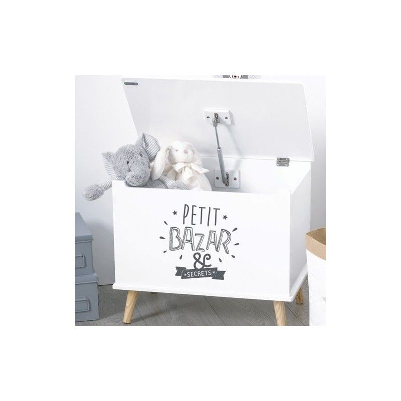 Coffre Rangement Enfant Petit Bazar Atmosphera Gris Et Blanc