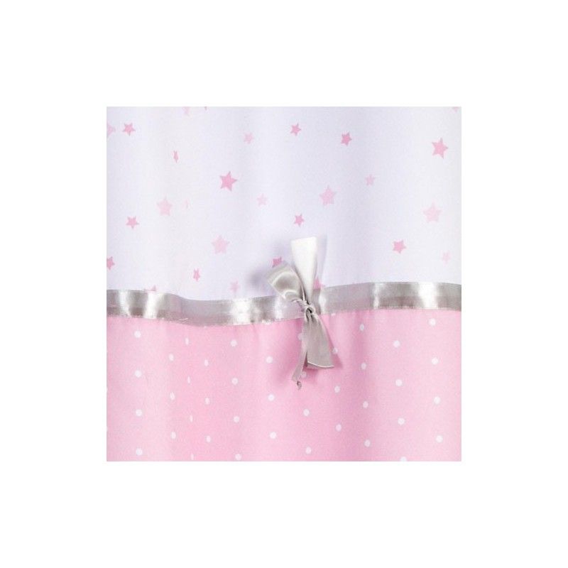 Rideau Satiné Princesse Avec Nœud Brodé 140 X 260cm Rose