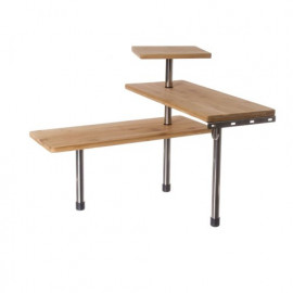 Etagère d\'angle en bambou et inox avec crochets 2