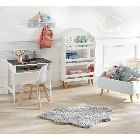 Coffre À Jouets Nuage Blanc + Bibliothèque Nuage Blanc + Patère Nuage Blanc