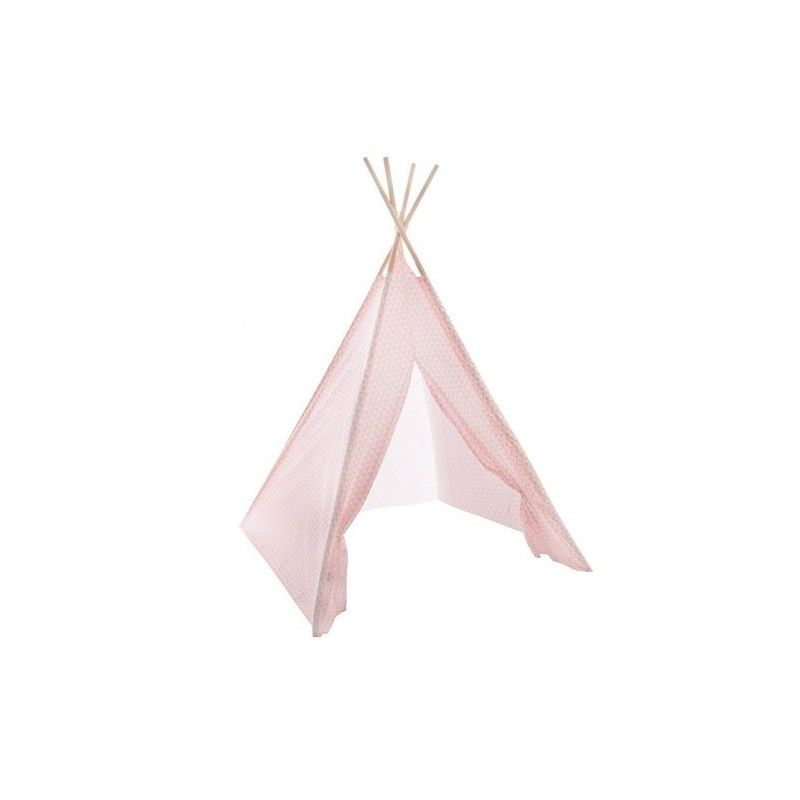 Tipi Enfant Rose + Coffre À Jouets Nuage Rose