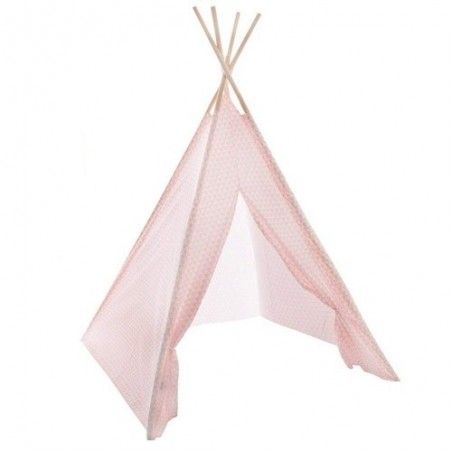 Tipi Enfant Rose + Coffre À Jouets Nuage Rose